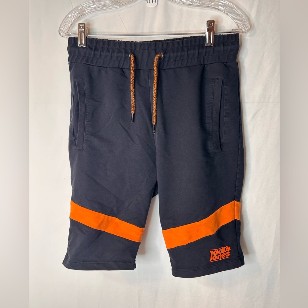 Jack & Jones Core Men’s Athletic Black and Orange Shorts Adjustable Waistband S